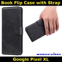 Book Flip Case with Strap For Google Pixel XL Slim Fit Look